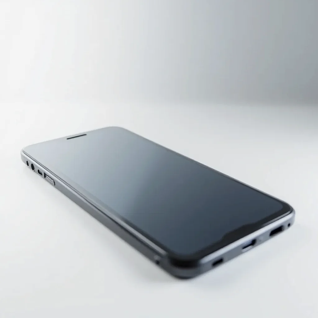 Smartphone with installed tempered glass screen protector undergoing drop test, showing impact resistance on hard surface